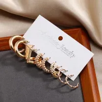 Shiny Twisted Pearl Mini Hoop Earrings Set (5 pairs)